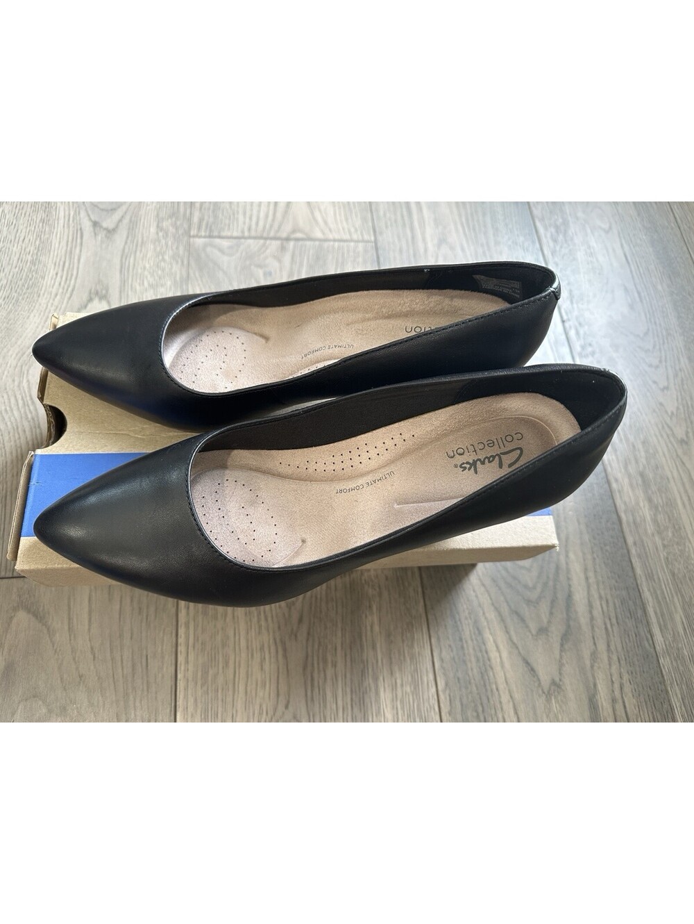 EUC Clarks Collection Kepley Vine Pumps Black Leather Size 9M w/box 2 inches - Picture 4 of 10